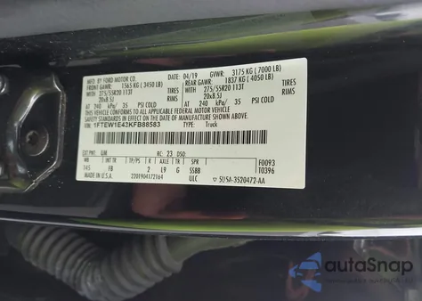 2019 Ford F-150 Xlt из США, поврежденный, VIN 1FTEW1E43KFB88583